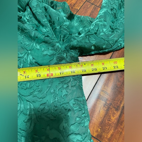 Anthropologie Marais Satin Maxi Dress Burnout Tiered Dark Green Size Small - Picture 7 of 9